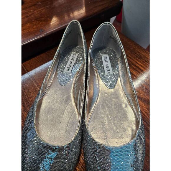 Steve Madden Silver Glitter Flat Shoes Womens size 9 P-Heaven - Picture 5 of 8
